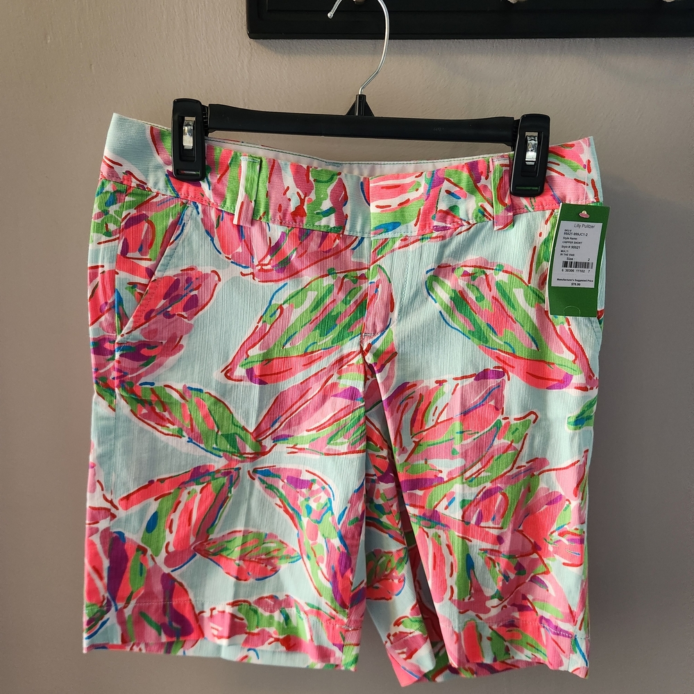 NWT Lilly Pulitzer Chipper Shorts Multi In The Vias Bermuda Tropical Beach 10"